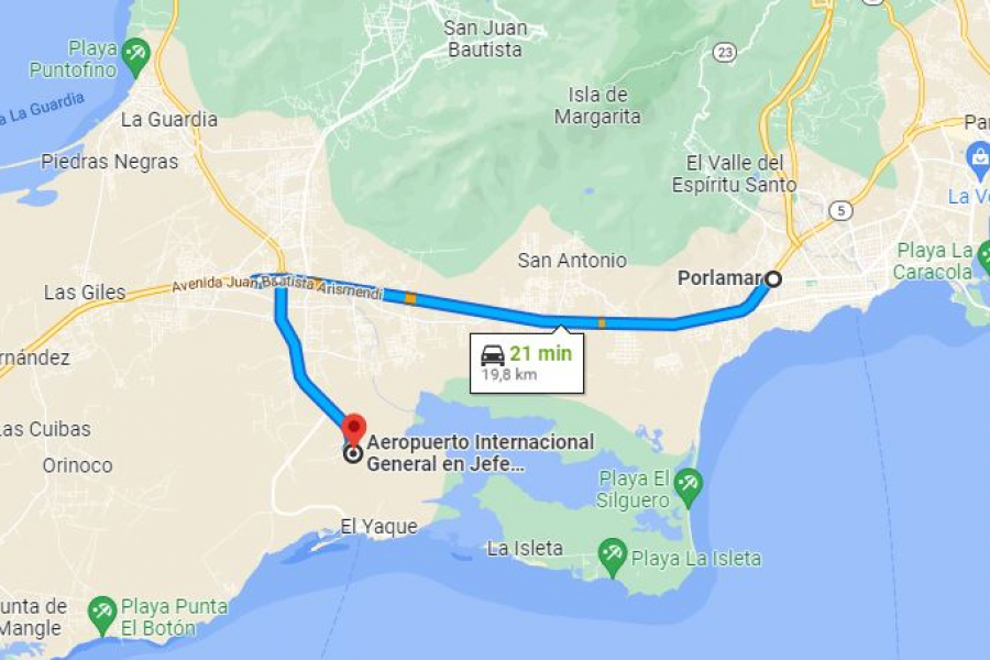 Traslado desde Zona ciudad hacia Aeropuerto Santiago Mariño (PMV)